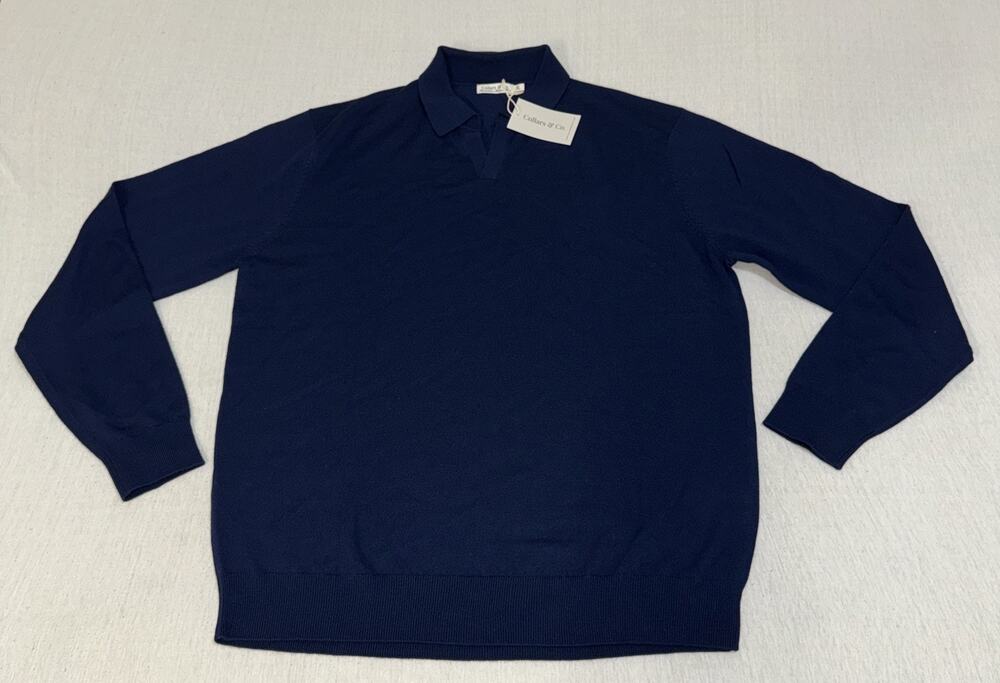 Collars & Co. Australian Merino Wool Sweater Pullover Navy Men’s X-Large NWT
